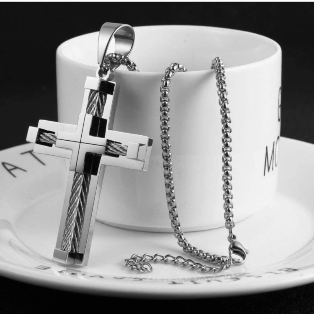 Stainless Steel Men's Cross Necklace